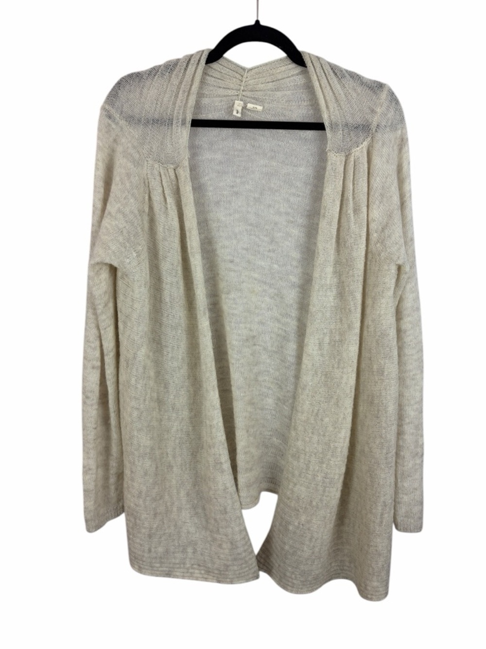 Moth Anthropologie Wool Blend Open Front Cardigan Cream XL Cozy Lightweight